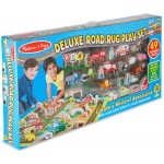 Covor mare Oras de joaca copii cu 49 de piese masinute si cladiri din lemn  Covoras Jumbo Deluxe Roadway Activity Rug Melissa si Doug